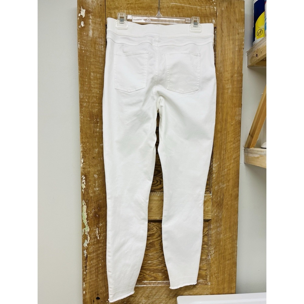 Spanx M White Distressed Skinny Jeans Ankle Jeggings Raw Hem Y2K Stretch #20229R - Picture 1 of 3